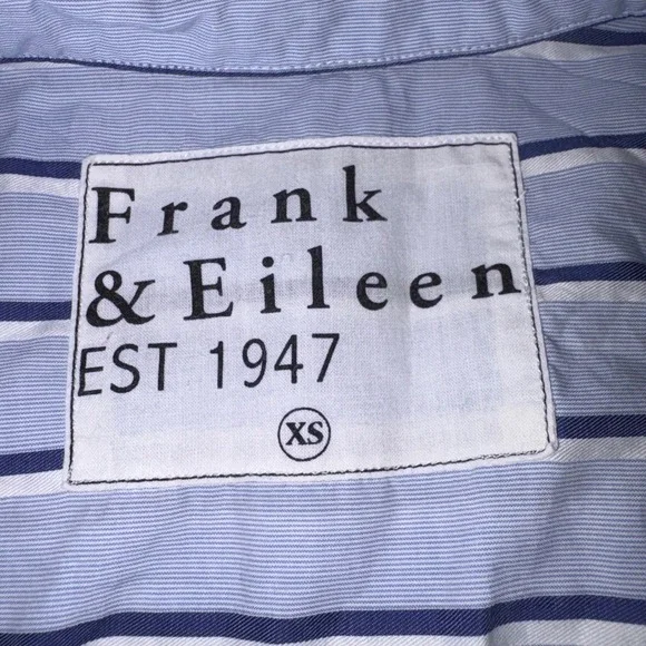 FRANK & EILEEN Joedy Button Down Women XS Blue Striped Cotton Woven In Italy - Picture 3 of 12